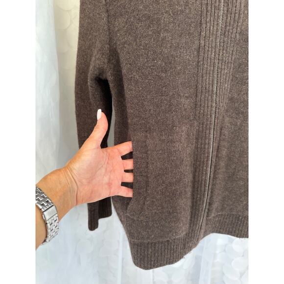 Banana Republic Mens XXL 100% MERINO WOOL Brown full zip Cardigan Sweater CHUNKY - Picture 9 of 9